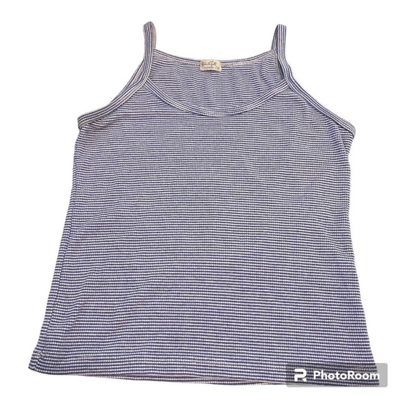 JOHN GALT STRIPED RIBBED BABY TANK SUMMER NAUTICAL WOMENS - Picture 1 of 3